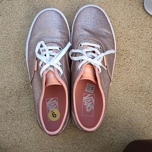 Pink glitter Vans shoes